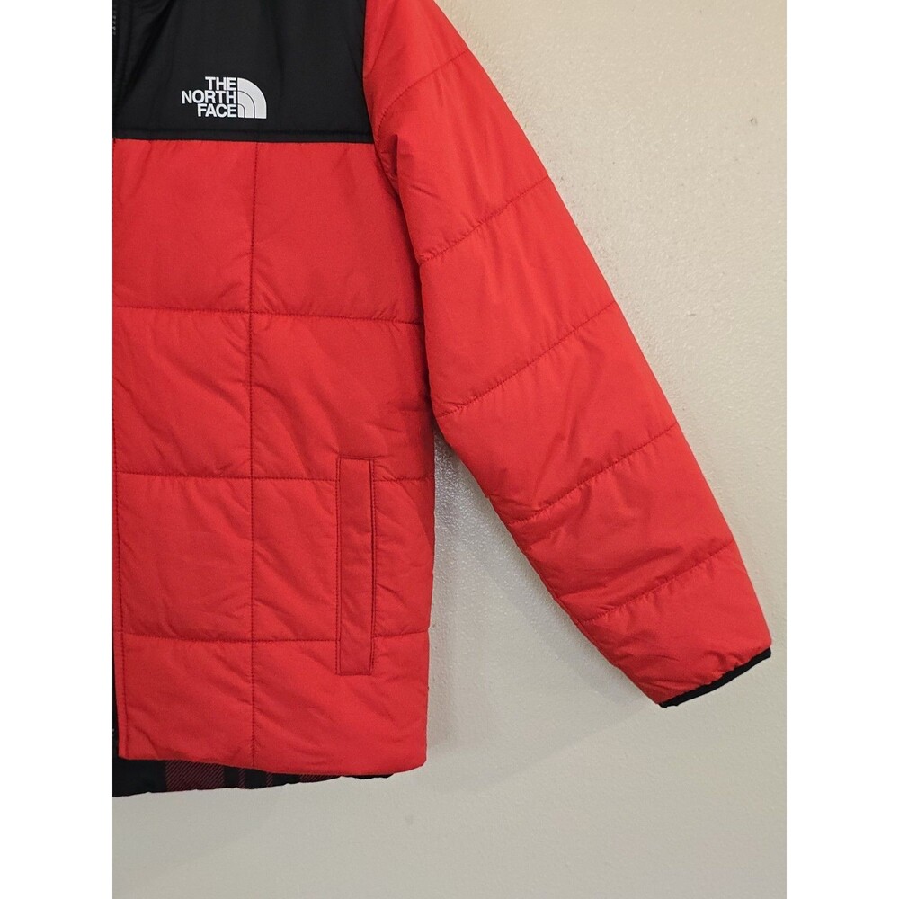 The North Face Perrito Reversible Jacket Red Black Plaid Hooded Boys L 14/16 - Picture 6 of 15